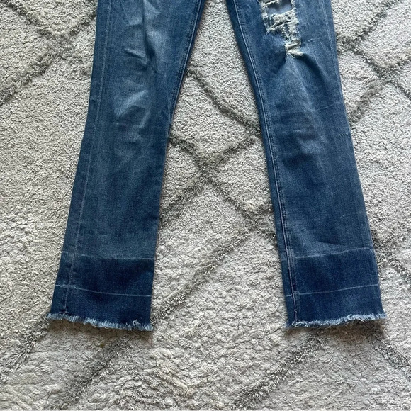 McGuire jeans High Rise Distressed Raw Hem Slim boot Stretch Button Fly Size 26 - Picture 2 of 14